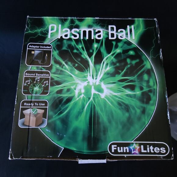 Vintage Glass Plasma Ball Globe Light Lamp 10" Tall Touch & Sound Activate Green - Picture 3 of 9